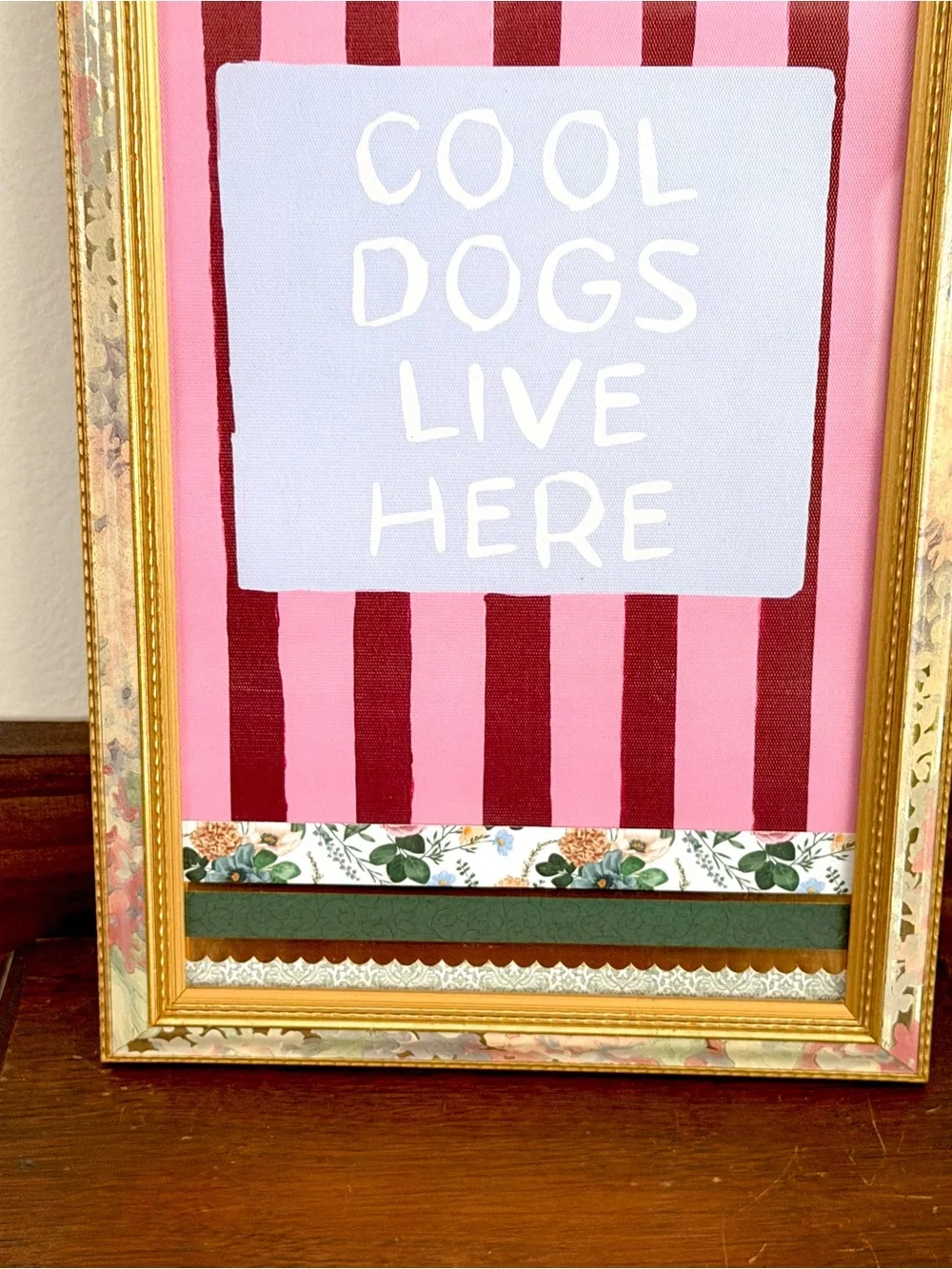 Cool Dogs Live Here Baroque Floral Vintage Maximalist Canvas Art Print Framed